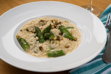 risoto aspargos e gorgonzola